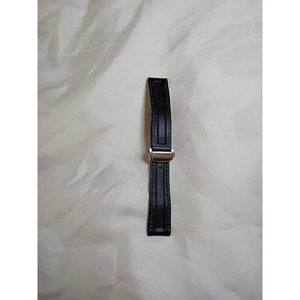 Hamilton Broadway 20mm Black Leather Watch Strap OEM Genuine Deployment Clasp